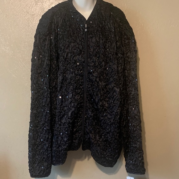 MSK Black Sequin Bomber Jacket NWT - Picture 1 of 5